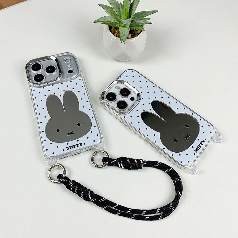 Cute Cartoon Wrist Strap Silicone Case - 럭셔리 메이크업 거울 귀여운 만화 미피