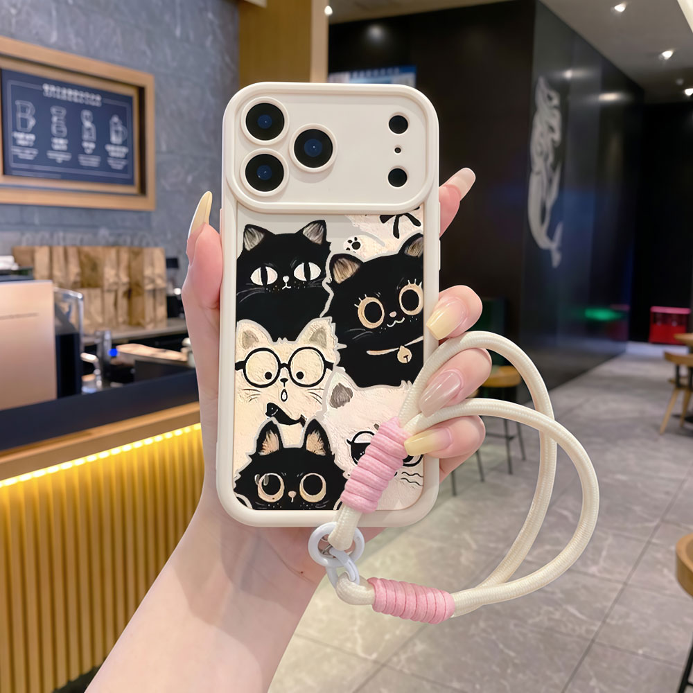 Cute Cartoon Wrist Strap Silicone Case - 충격 방지 끈이 달린 귀여운 만화