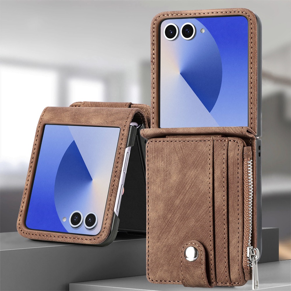 Leather Wallet Card Holder Phone Cover - 삼성 갤럭시 Z 플립 7 6