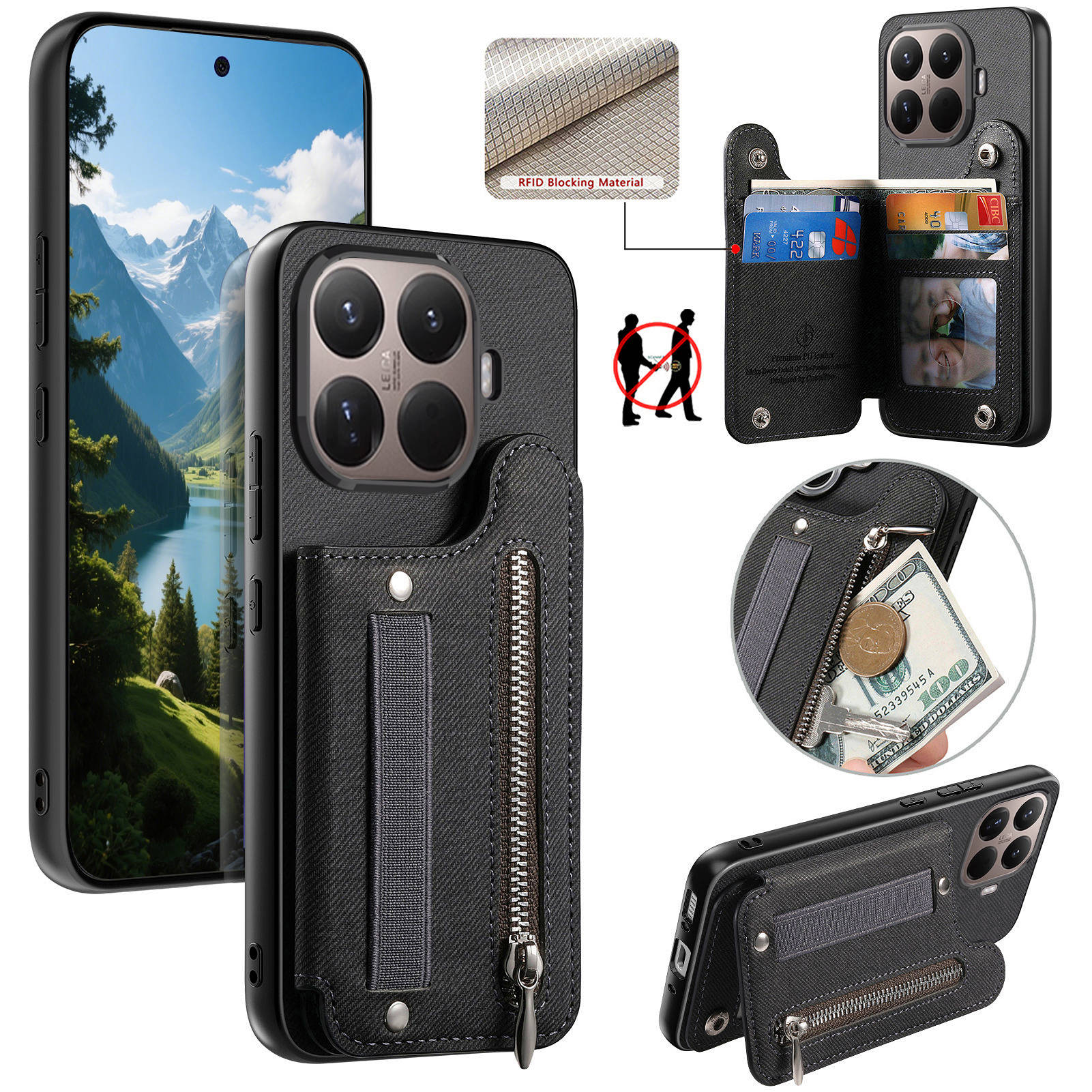 Leather Wallet Card Holder Phone Cover - Xiaomi 17T 17TPro 15T 15TPro 충격