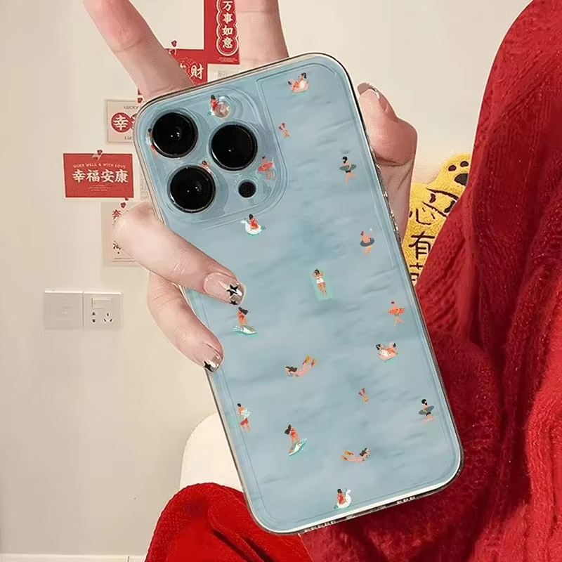 여름 수영 패턴 폰 케이스 아이폰 17 16 15 14 - Clear Shockproof Bumper Case 리뷰 및 가격