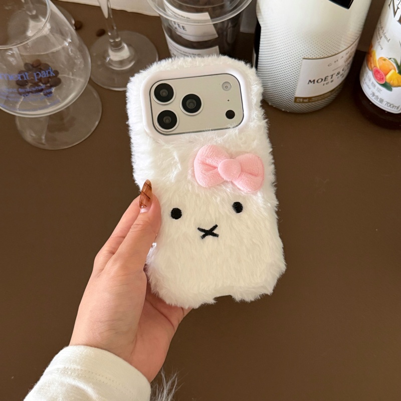 귀여운 만화 흰색 털복숭이 미피 폰 케이스 아이폰 17 - Cute Cartoon Wrist Strap Silicone Case 리뷰 및 가격