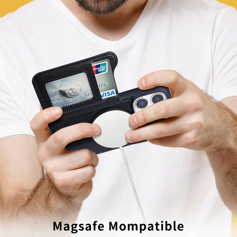 맥세이프 마그네틱 플립 가죽 지갑 카드 홀더 아이폰 1 - Leather Wallet Card Holder Phone Cover 리뷰 및 가격