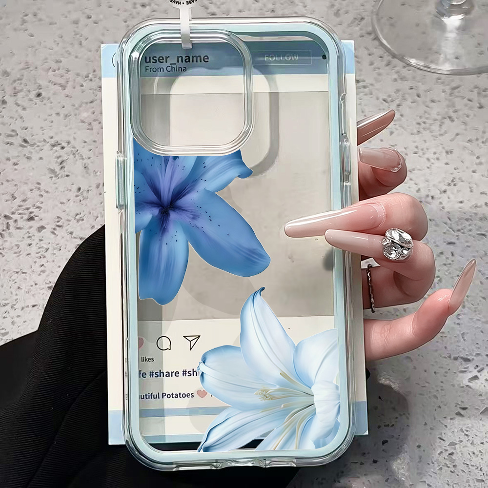 블루 릴리 플라워 투명 폰 케이스 아이폰 17 13 1 - Clear Shockproof Bumper Case 리뷰 및 가격