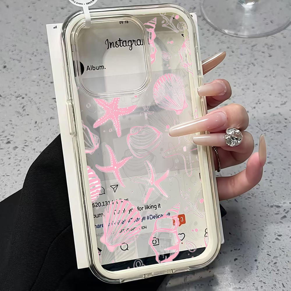 여름 핑크 조개껍질 투명 폰 케이스 아이폰 17 13  - Clear Shockproof Bumper Case 리뷰 및 가격