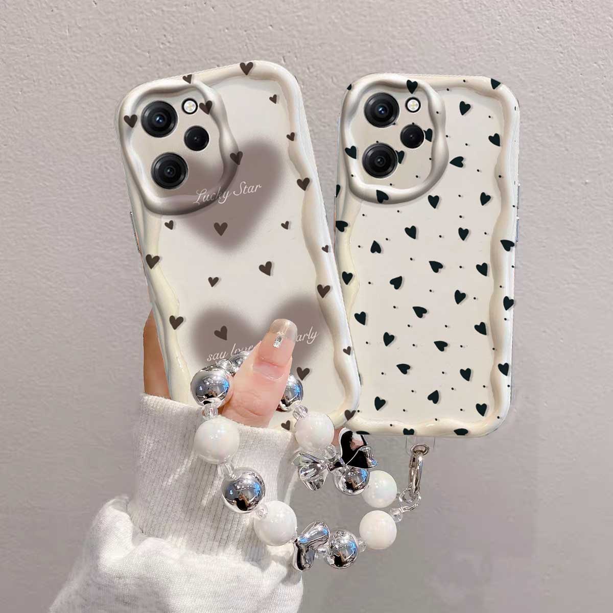 레노 15 15F 14 프로 14F 13F 12F 11 - Cute Cartoon Wrist Strap Silicone Case 리뷰 및 가격