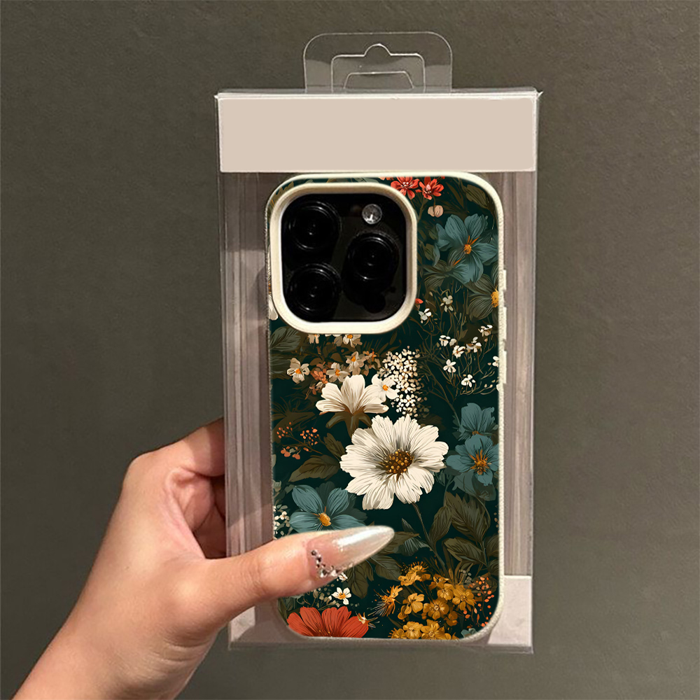 빈티지 스타일의 꽃무늬가 들어간 어두운 색상의 아이폰  - Vintage Floral Pattern Soft Case 리뷰 및 가격