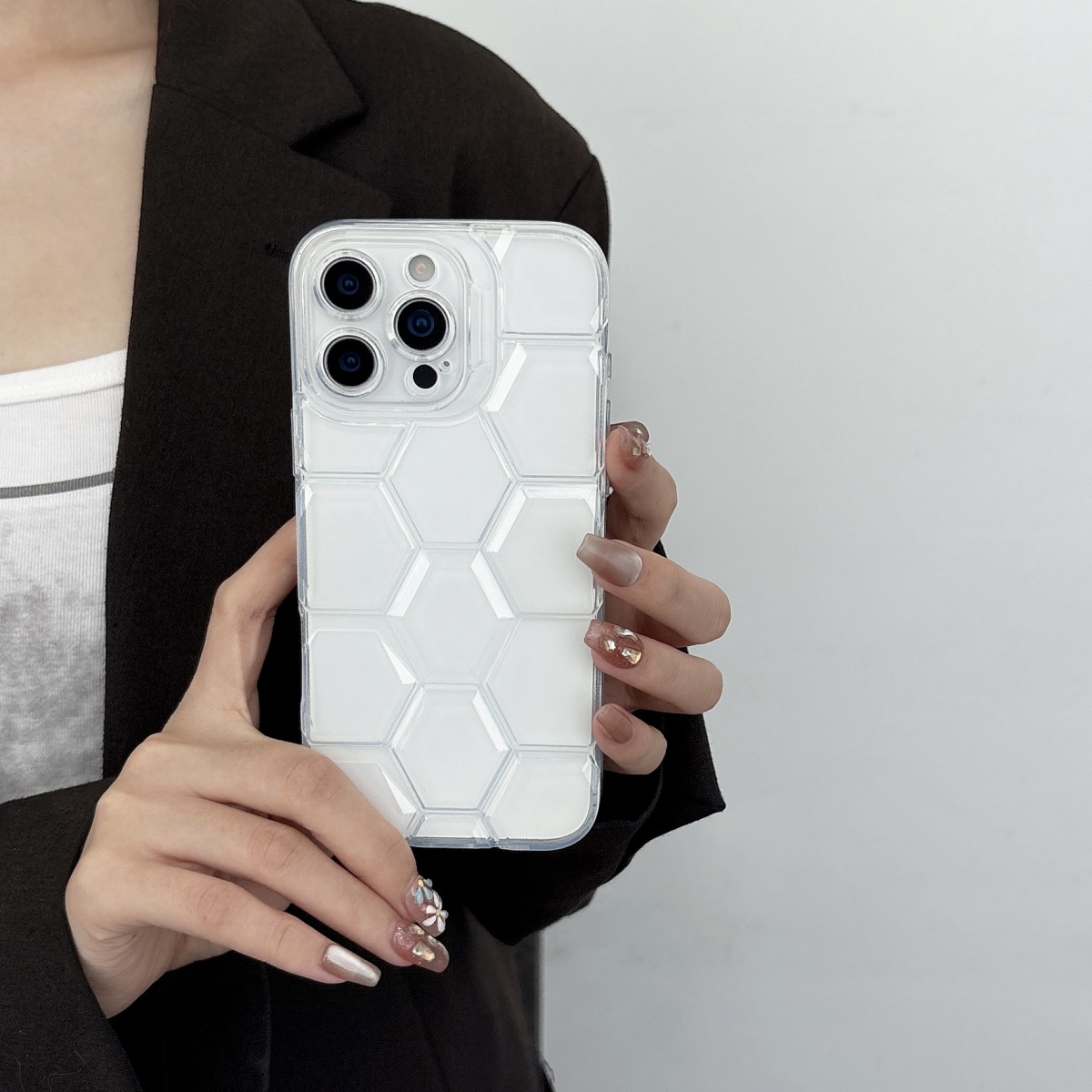 벌집 기하학 축구 패턴 아이폰 16 15 14 13 1 - Clear Shockproof Bumper Case 리뷰 및 가격