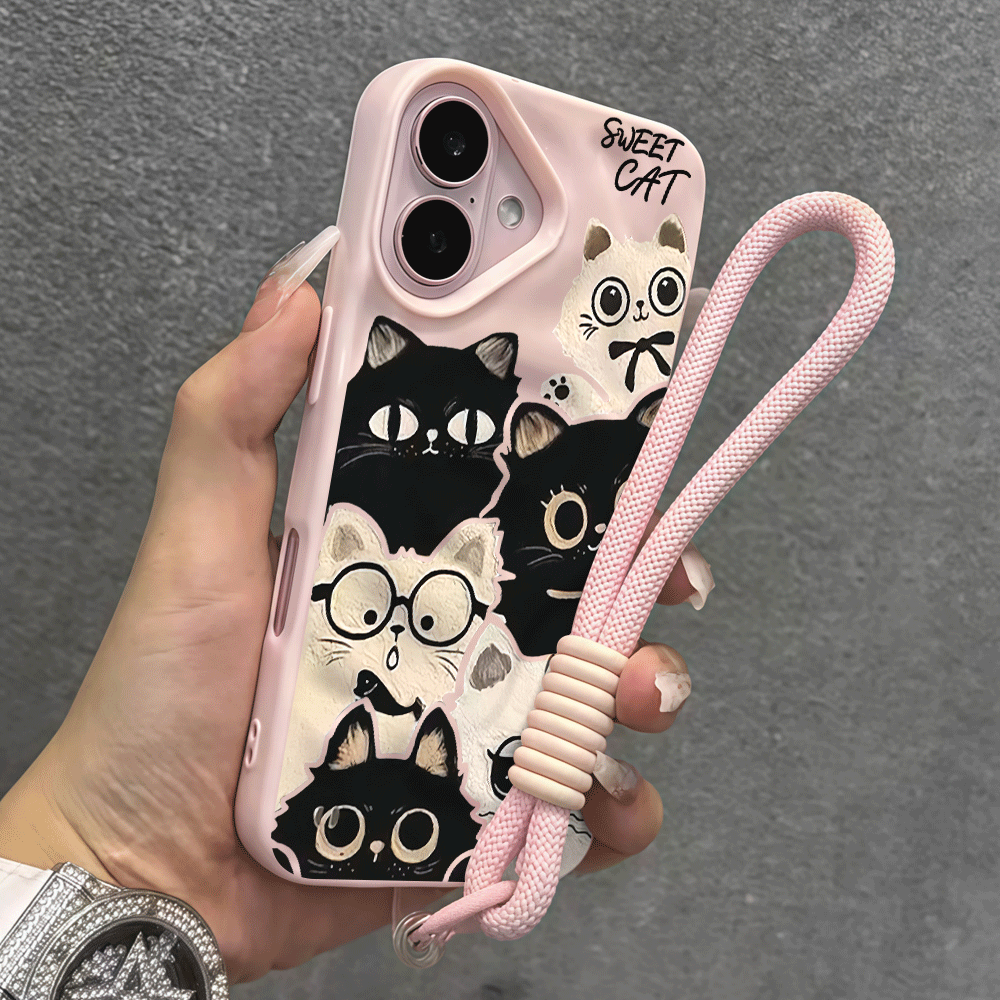 아이폰 16 15 17 12 14 13 11 Pro M - Cute Cartoon Wrist Strap Silicone Case 리뷰 및 가격