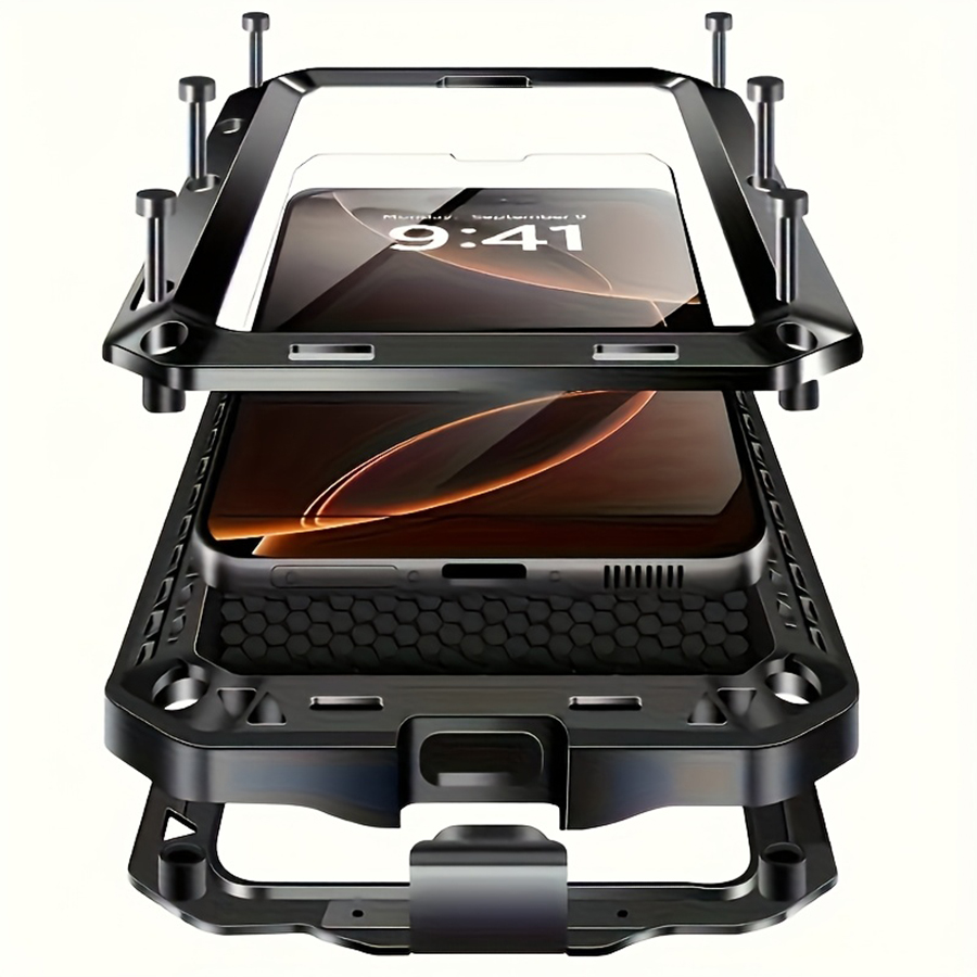 내장형 유리 화면 보호기가 있는 고강도 금속 아머 폰  - Heavy Duty 360 Full Body Protective Case 리뷰 및 가격