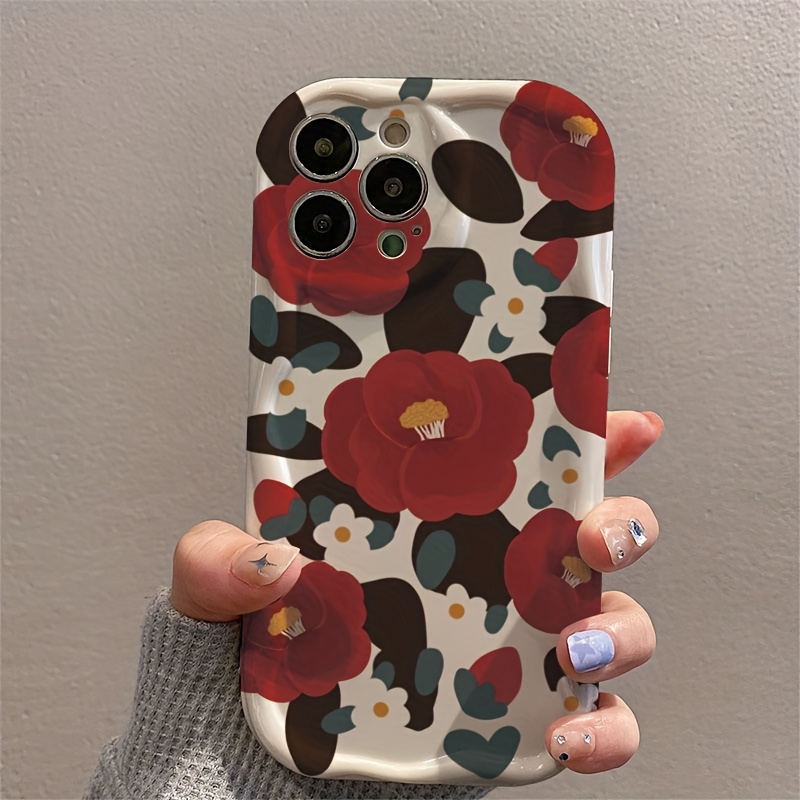 빈티지 레드 카멜리아 꽃무늬 물결 패턴 아이폰 케이스  - Vintage Floral Pattern Soft Case 리뷰 및 가격