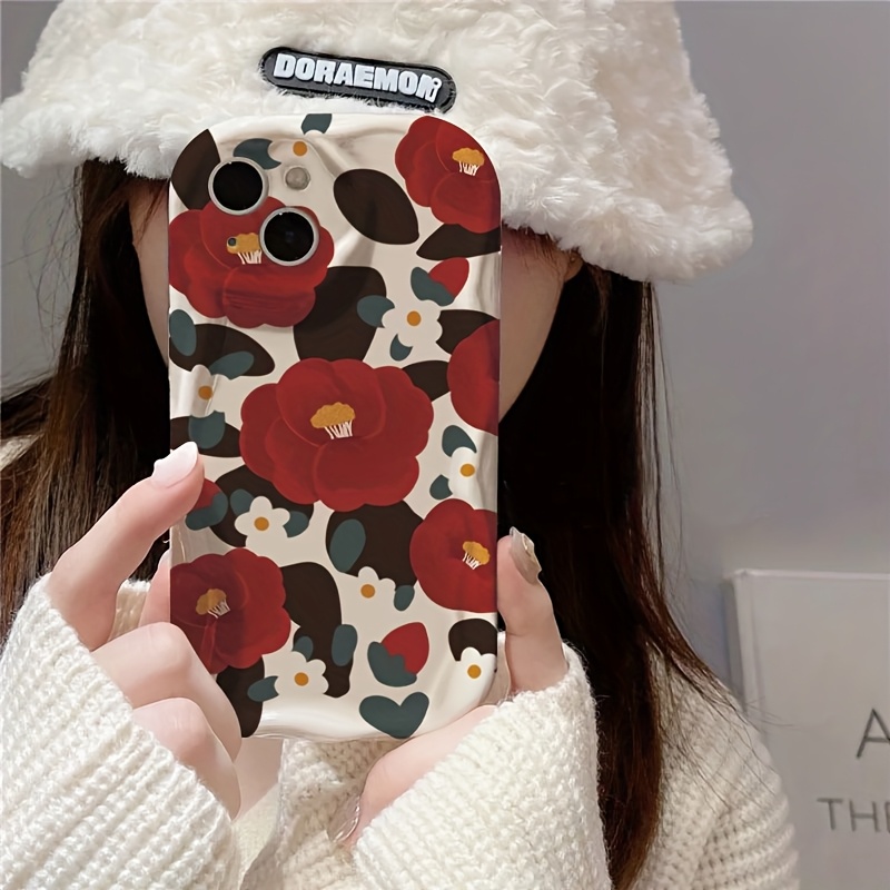 빈티지 레드 카멜리아 꽃무늬 물결 패턴 아이폰 케이스  - Vintage Floral Pattern Soft Case 리뷰 및 가격