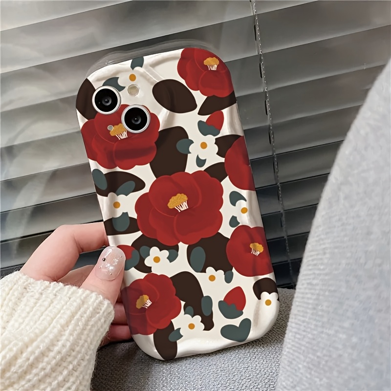 빈티지 레드 카멜리아 꽃무늬 물결 패턴 아이폰 케이스  - Vintage Floral Pattern Soft Case 리뷰 및 가격